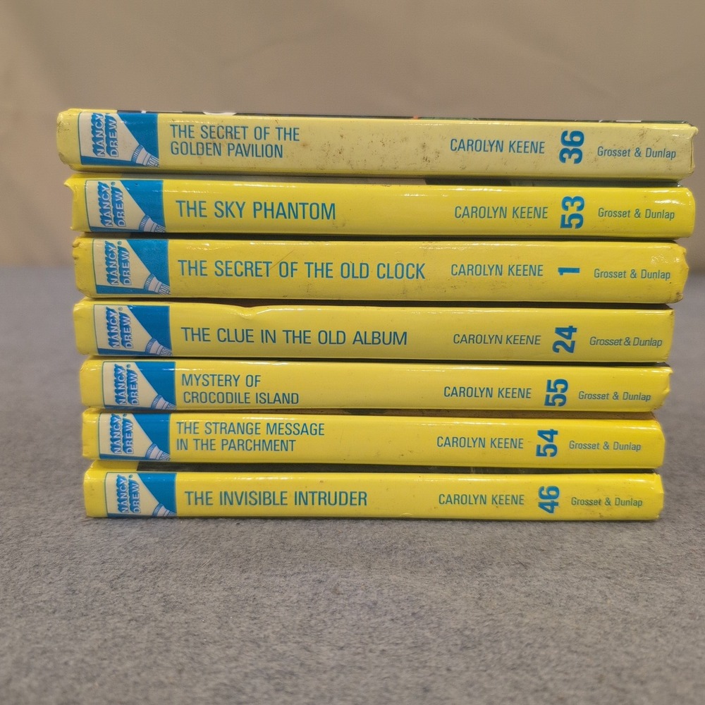 Nancy Drew Mystery Stories Lot of 7 Grosset & Dunlap Yellow Spine Hardcover Book - Picture 1 of 2